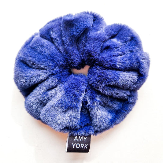 Faux-Fur Scrunchie -Navy
