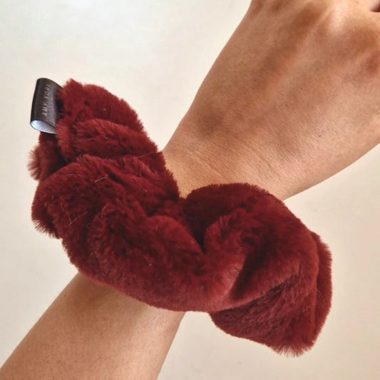 Faux-Fur Scrunchie - Burgundy